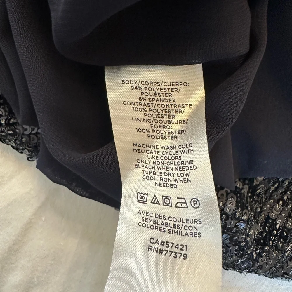 Ann Taylor Navy Sequin Blouse with Bow Accent - NWT - XL - Picture 4 of 11